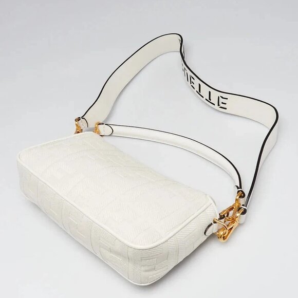 Fendi White FF Cotton Canvas Medium Baguette Bag - 8BR600 - Picture 3 of 11